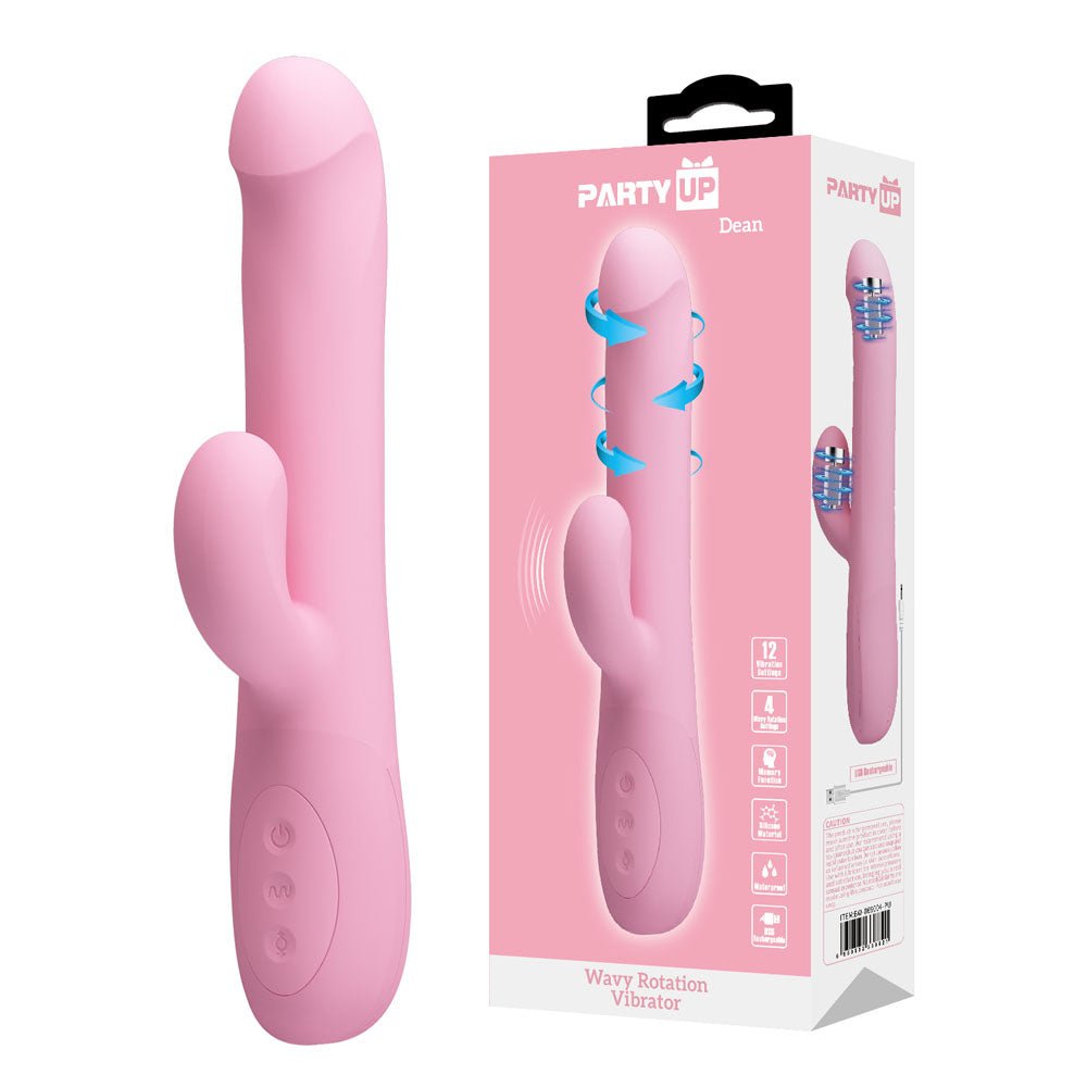 Party Up DEAN Wavy Rotation Vibe - 23.8 cm USB Rechargeable Rotating Rabbit Vibrator - Pleasure Den
