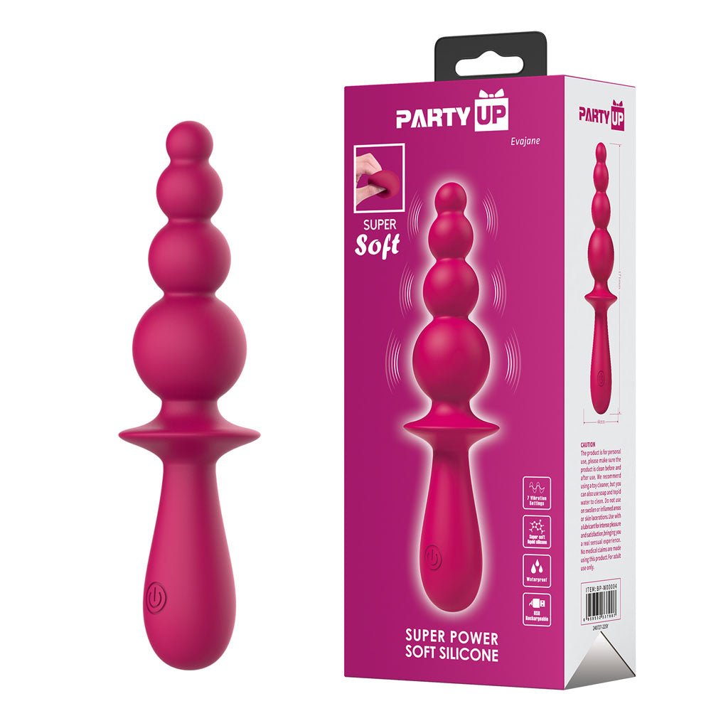 Party Up EVAJANE - 17.1 cm USB Rechargeable Beaded Vibrator - Pleasure Den