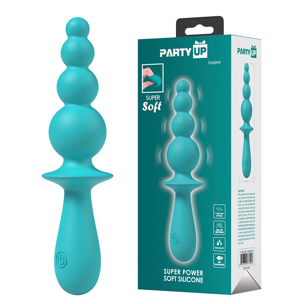 Party Up EVAJANE - Teal - Teal 17.1 cm USB Rechargeable Beaded Vibrator - Pleasure Den