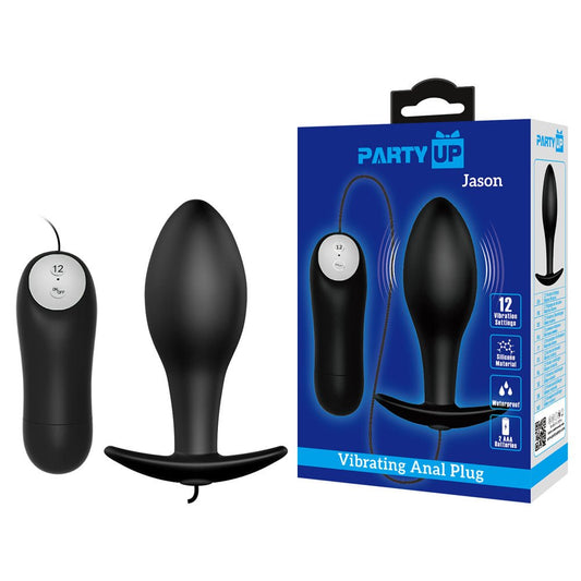 Party Up JASON Vibrating Anal Plug - 8.5 cm Vibrating Butt Plug with Remote - Pleasure Den