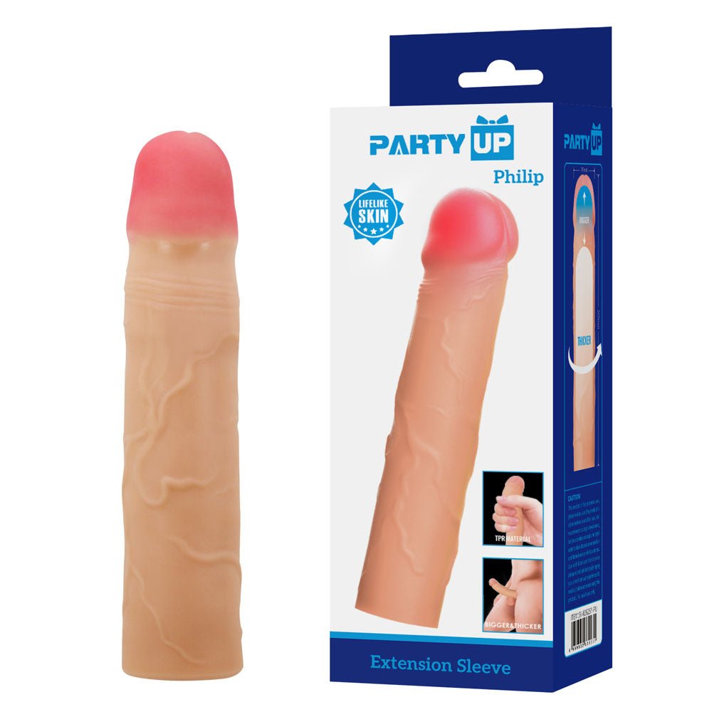 Party Up PHILIP 3 Inch Extender Sleeve - 3 Inch Penis Extender Sleeve - Pleasure Den
