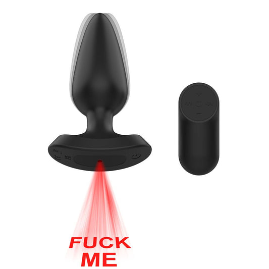 Passion Play Fuck ME Vibrating Anal Plug - 13.5 cm USB Rechargeable Vibrating Anal Plug with Laser Fuck Me Light - Pleasure Den