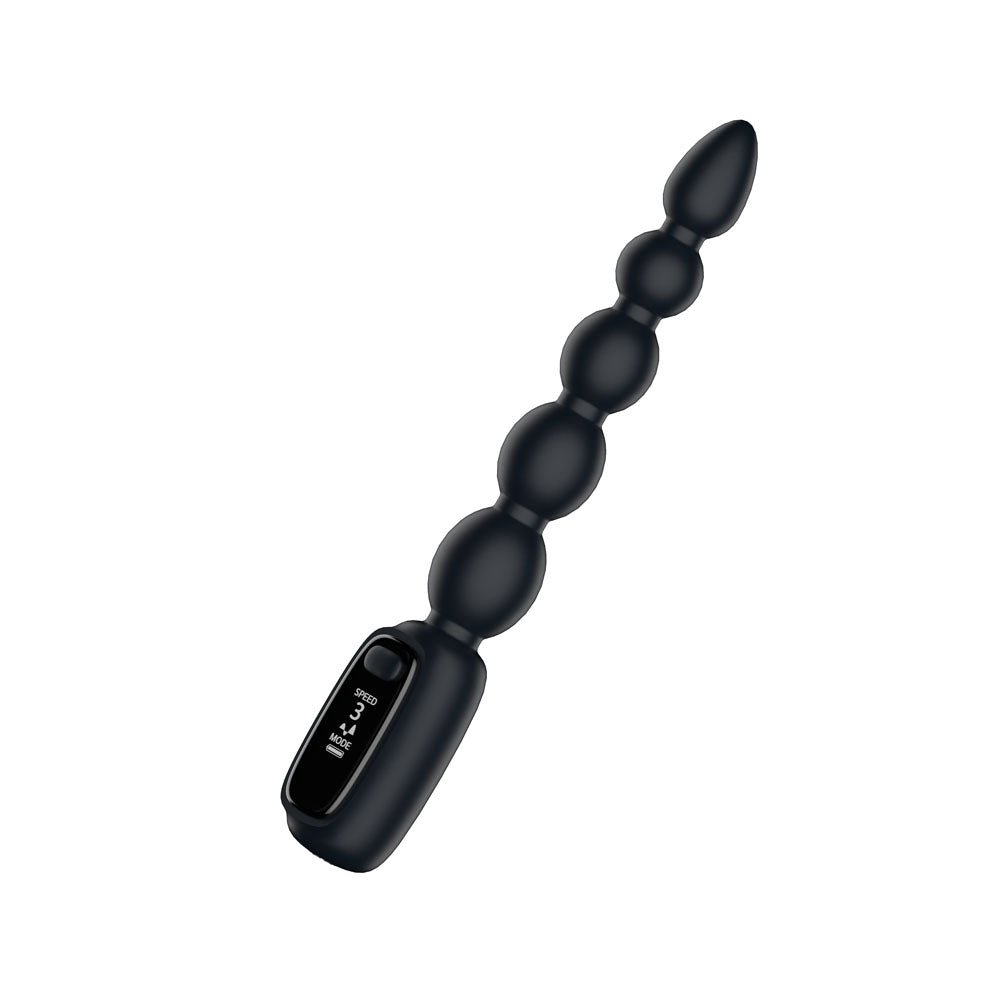 Passion Play Vibrating Anal Beads with LED Screen - 23 cm USB Rechargeable Vibrating Anal Beads - Pleasure Den