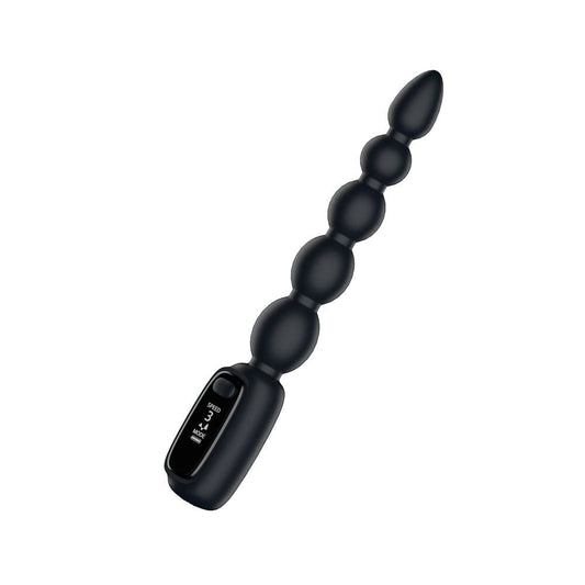 Passion Play Vibrating Anal Beads with LED Screen - 23 cm USB Rechargeable Vibrating Anal Beads - Pleasure Den