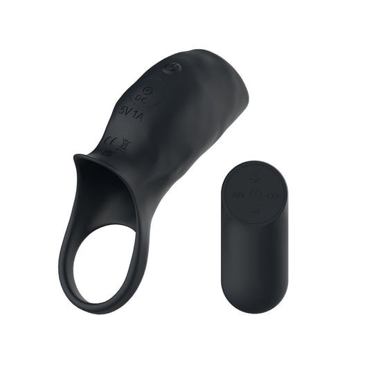 Passion Play Vibrating Cockring Sleeve - USB Rechargeable Vibrating Penis Sleeve with Wireless Remote - Pleasure Den