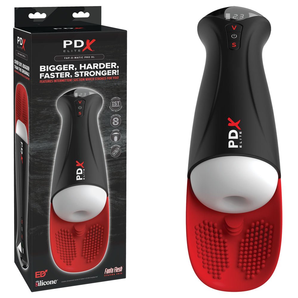 PDX Elite Fap-O-Matic Pro XL - /Red - USB Rechargeable Auto Stroker - Pleasure Den