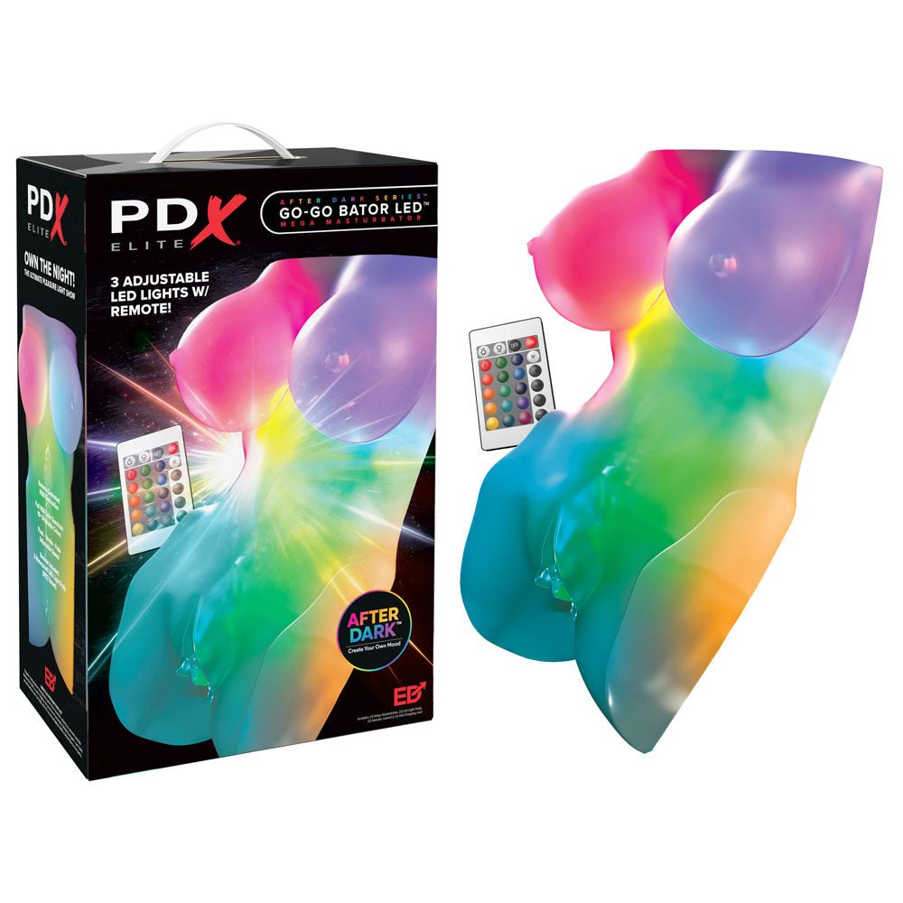 PDX Elite Go-Go Bator LED Mega Masturbator - with LED Mini Torso Masturbator - Pleasure Den