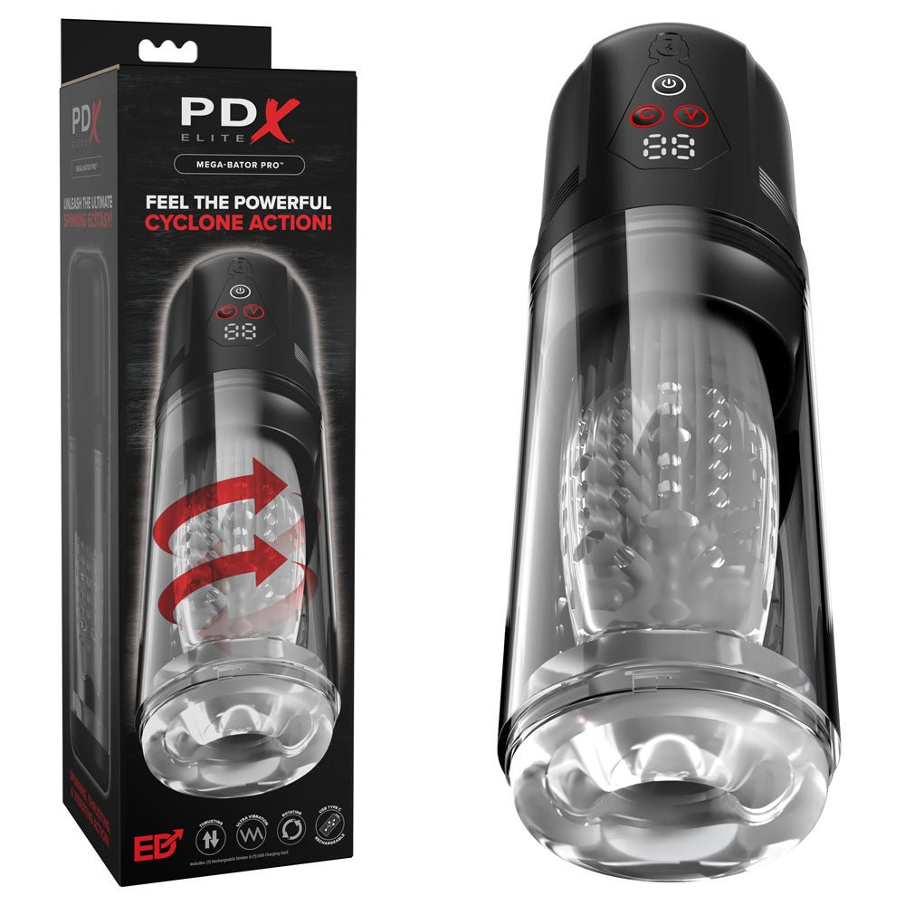 PDX Elite Mega-Bator Pro - USB Rechargeable Vibrating & Spinning Auto Stroker - Pleasure Den