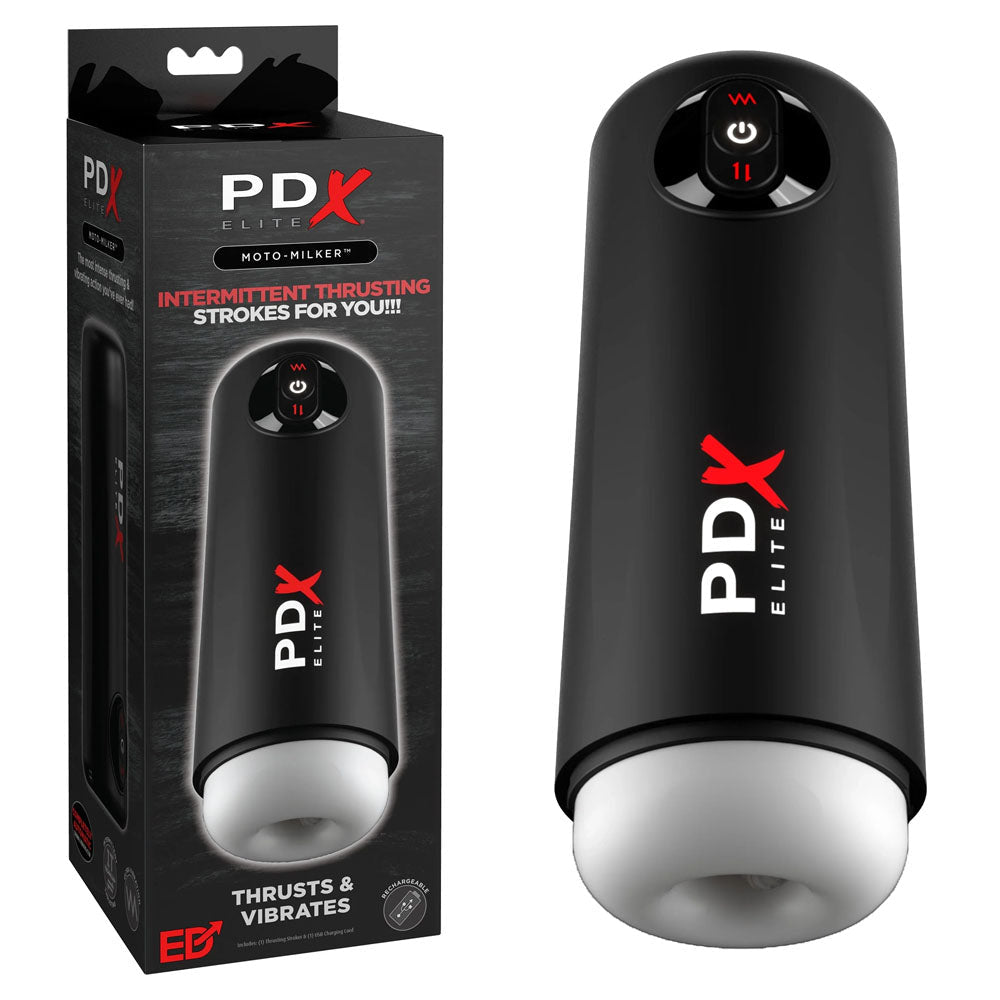 PDX Elite Moto Milker - USB Rechargeable Thrusting & Vibrating Auto Stroker - Pleasure Den