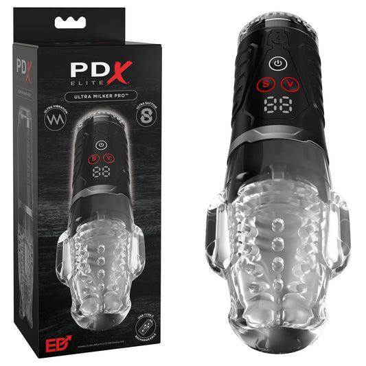 PDX Elite Ultra Milker Pro - USB Rechargeable Vibrating & Sucking Auto Stroker - Pleasure Den