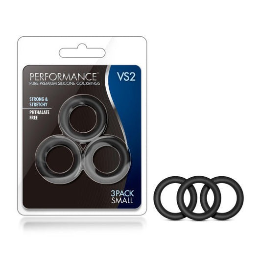 Performance VS2 Pure Premium Silicone Cockrings - Small Cock Rings - Set of 3 - Pleasure Den