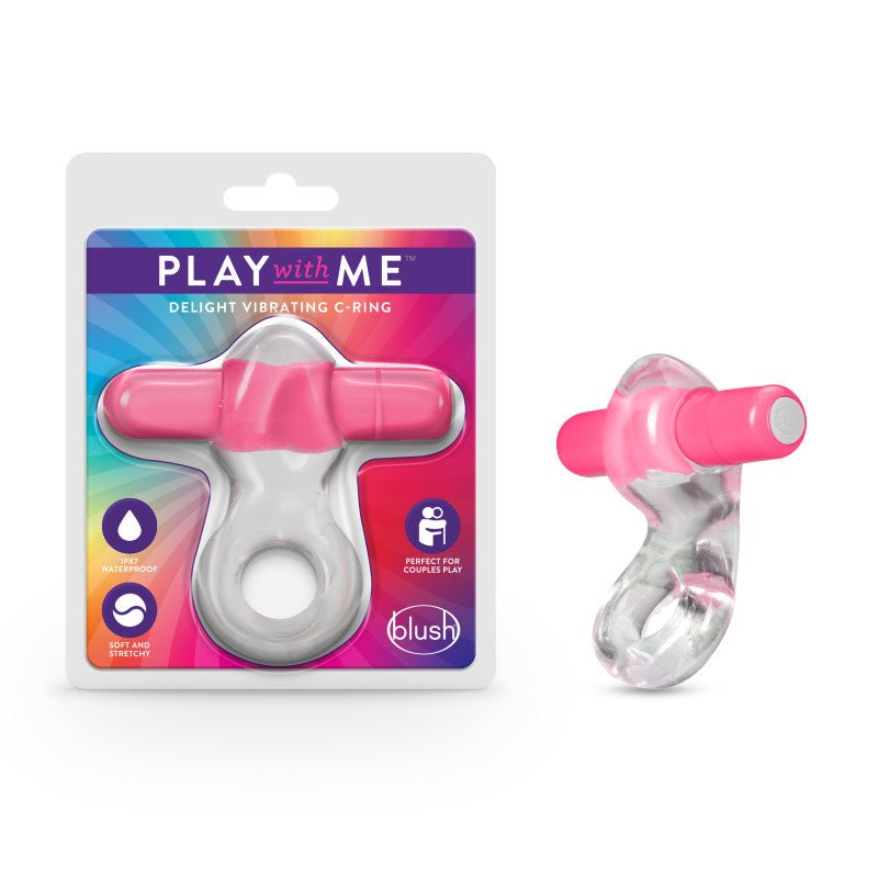 Play With Me Delight Vibrating C-Ring - Clear/ Vibrating Cock Ring - Pleasure Den