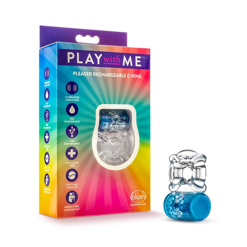 Play With Me Pleaser Rechargeable C-Ring - Rechargeable Cock Ring - Pleasure Den