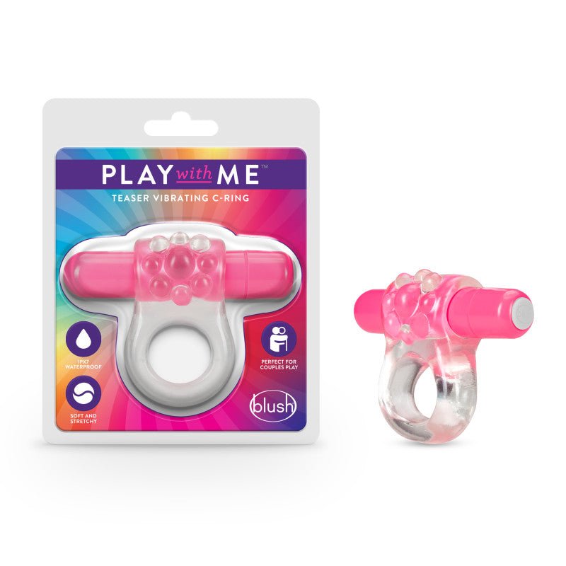 Play With Me Teaser Vibrating C-Ring - Clear/ Vibrating Cock Ring - Pleasure Den