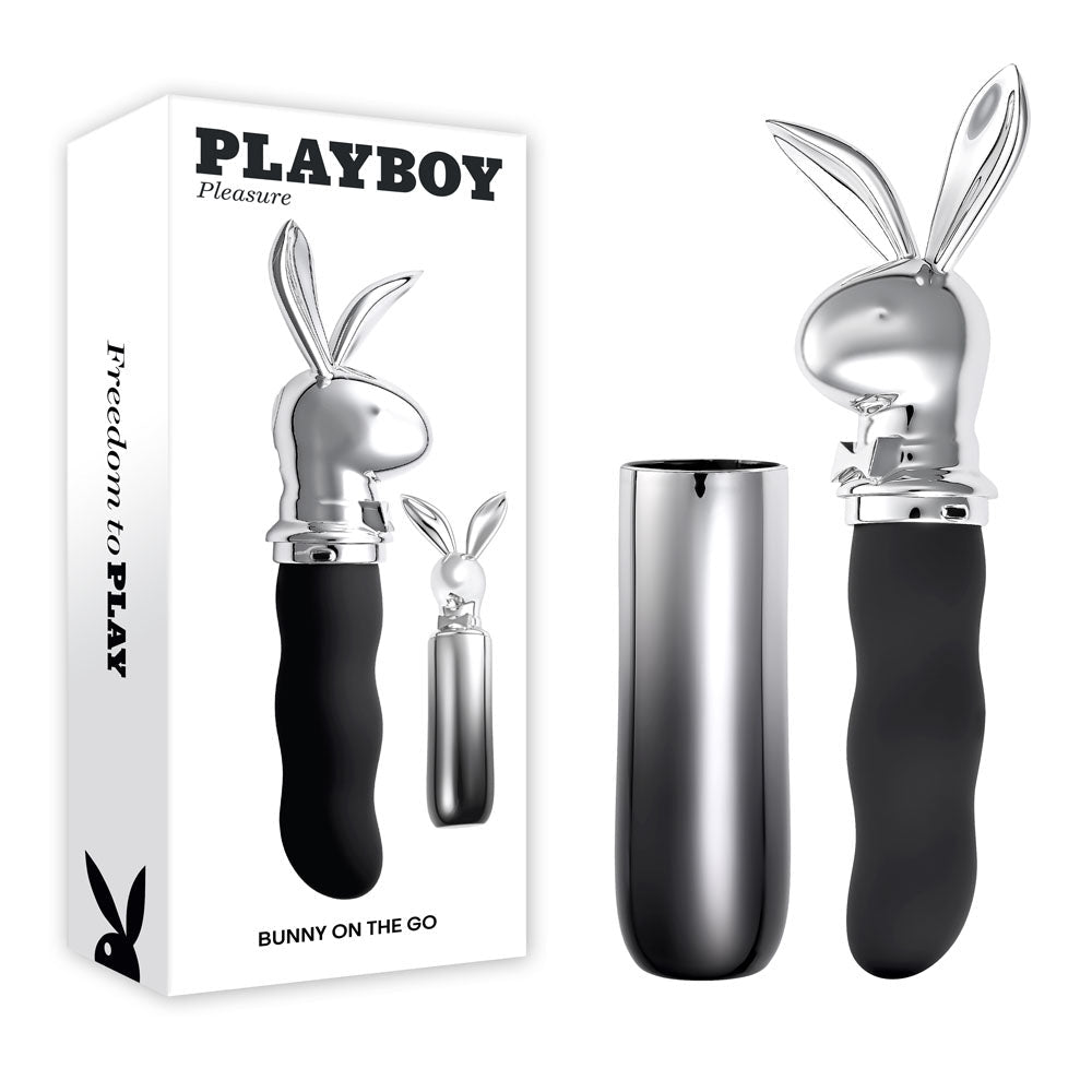 Playboy Pleasure BUNNY ON THE GO - /Chrome 18.6 cm USB-C Rechargeable Vibrator - Pleasure Den