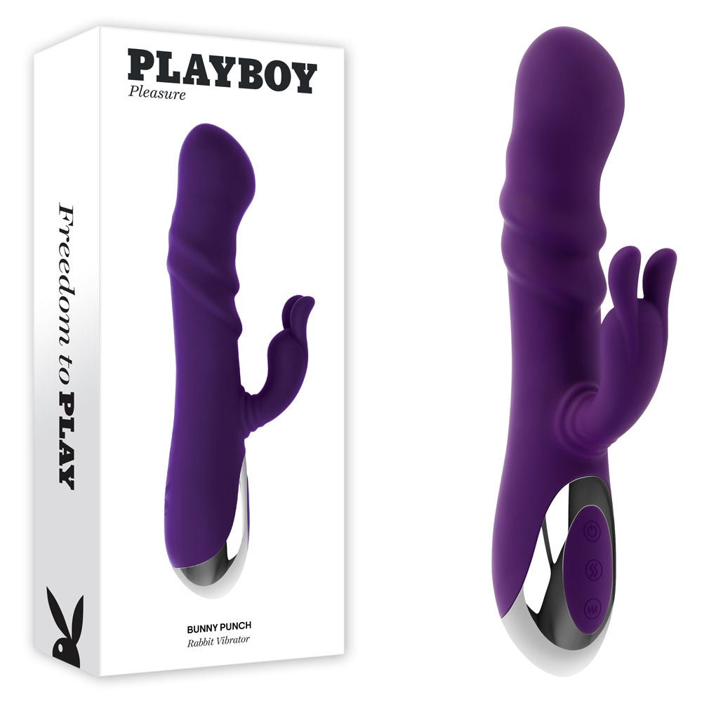 Playboy Pleasure BUNNY PUNCH - 24.4 cm USB Rechargeable Twirling Rabbit Vibrator - Pleasure Den