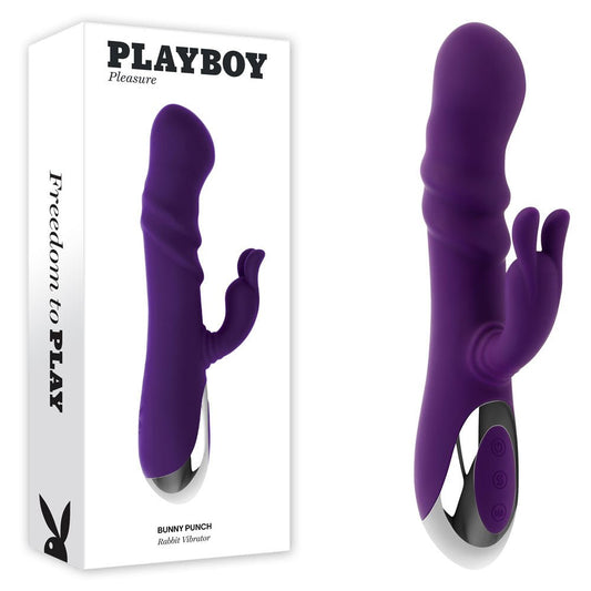 Playboy Pleasure BUNNY PUNCH - 24.4 cm USB Rechargeable Twirling Rabbit Vibrator - Pleasure Den