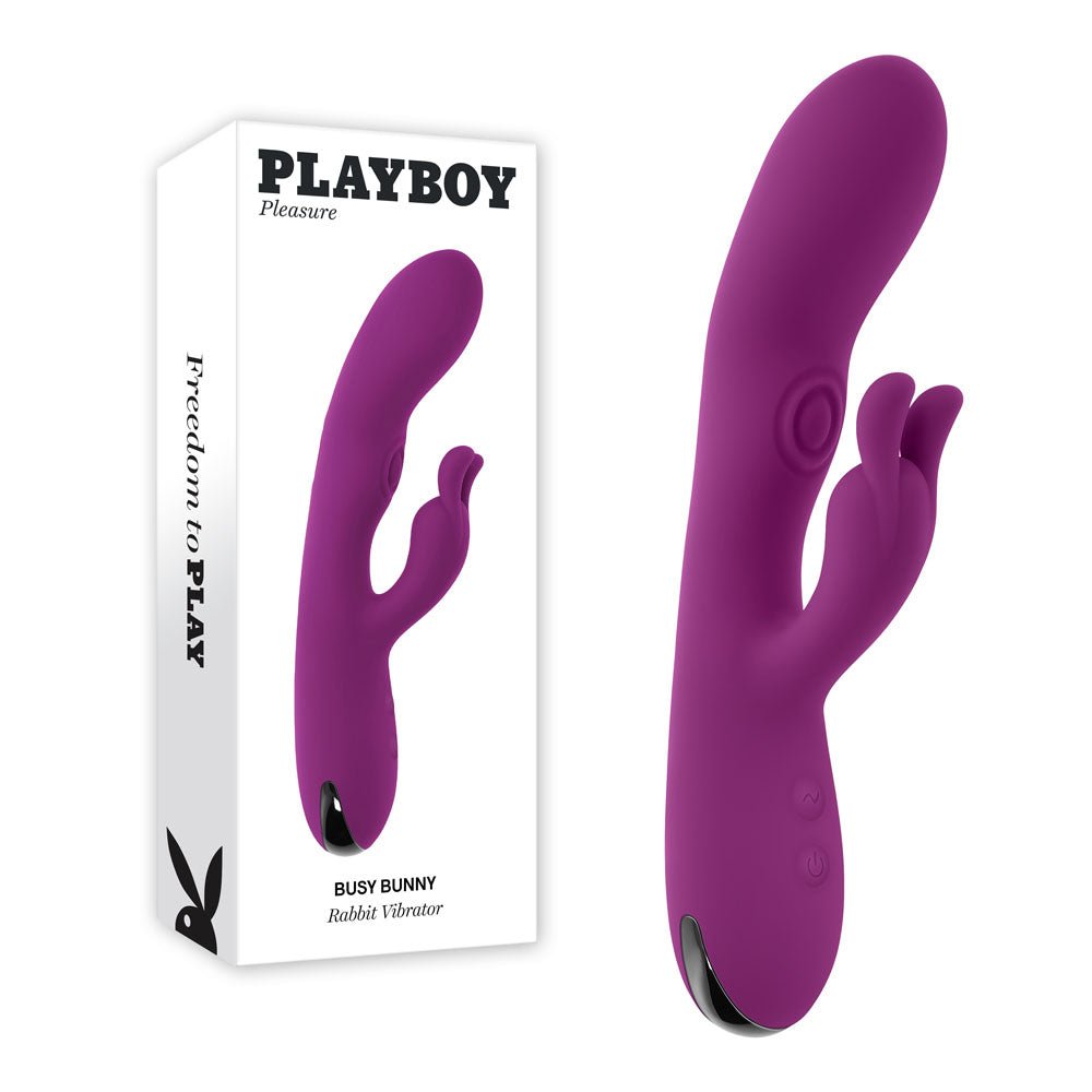 Playboy Pleasure BUSY BUNNY - 22.6 cm USB Rechargeable Rabbit Vibrator with Tapping Shaft - Pleasure Den