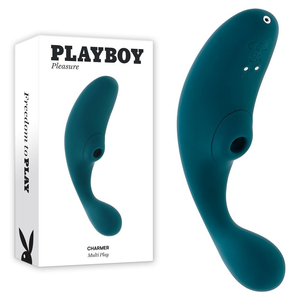 Playboy Pleasure CHARMER - USB Rechargeable Vibrator with Clitoral Suction - Pleasure Den
