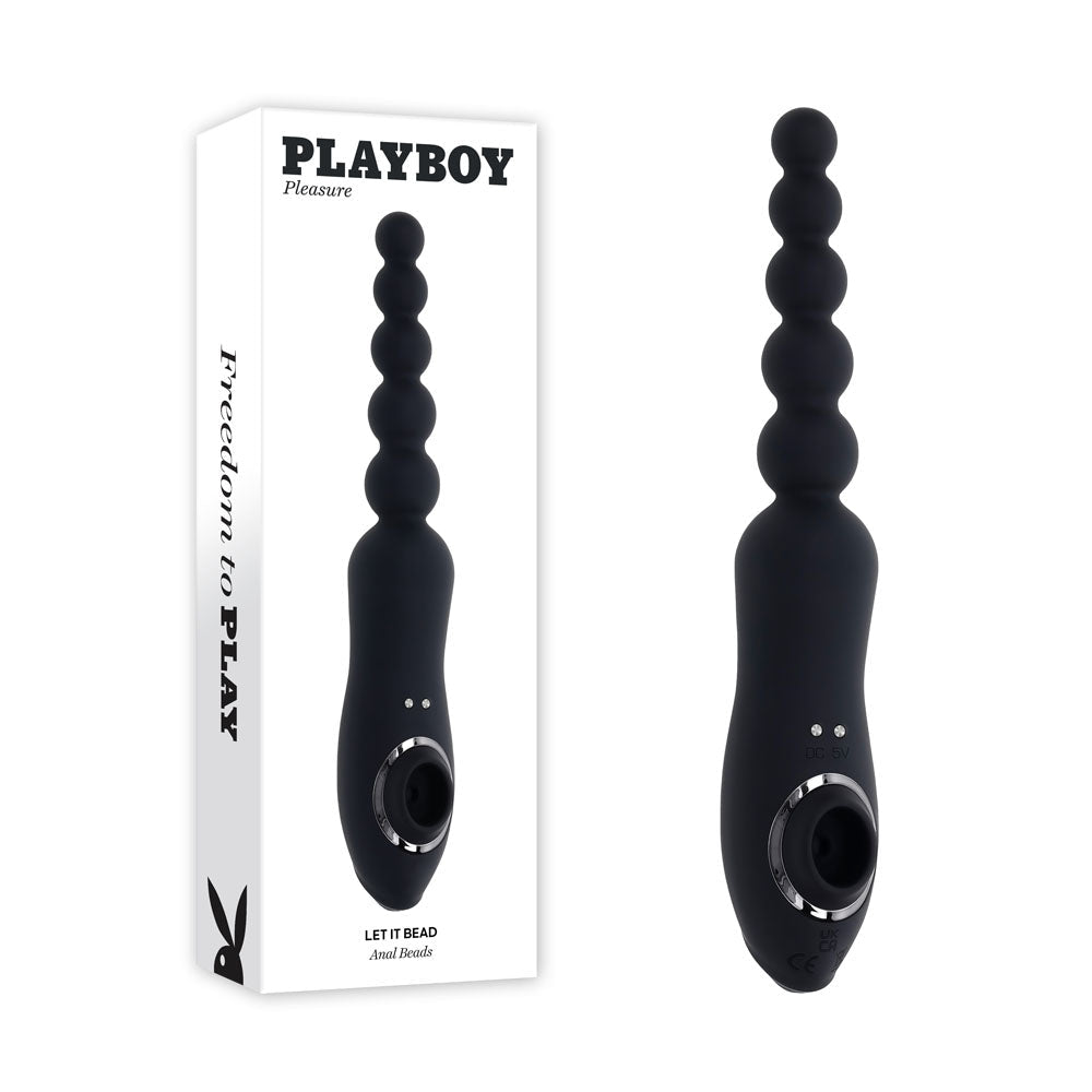 Playboy Pleasure LET IT BEAD - 23.1 cm USB Rechargeable Vibrating Anal Beads with Clitoral Suction - Pleasure Den