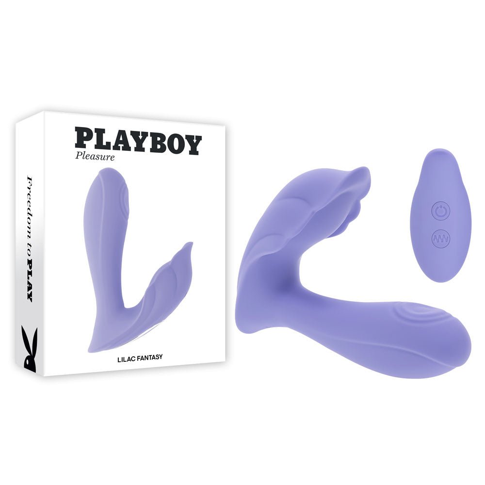 Playboy Pleasure LILAC FANTASY - 13.5 cm USB Rechargeable Tapping Vibrator with Remote - Pleasure Den