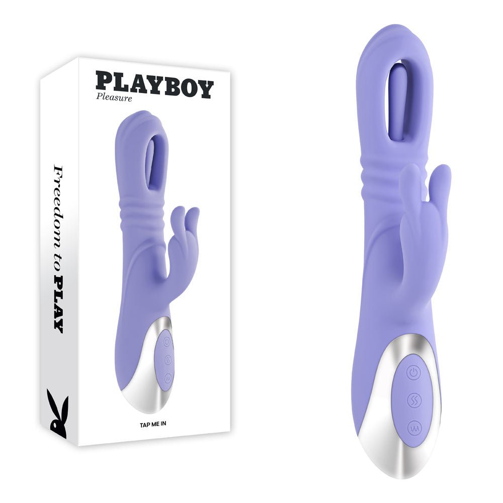 Playboy Pleasure TAP ME IN - 24.2 cm USB Rechargeable Rabbit Vibrator with Tapping Shaft - Pleasure Den