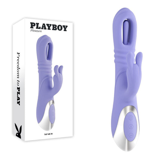 Playboy Pleasure TAP ME IN - 24.2 cm USB Rechargeable Rabbit Vibrator with Tapping Shaft - Pleasure Den