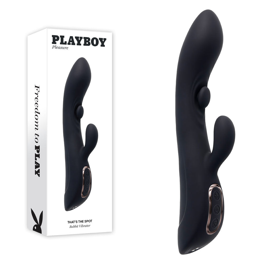 Playboy Pleasure THATS THE SPOT - 23.3 cm USB Rechargeable Rabbit Vibrator with G-Spot Tapper - Pleasure Den