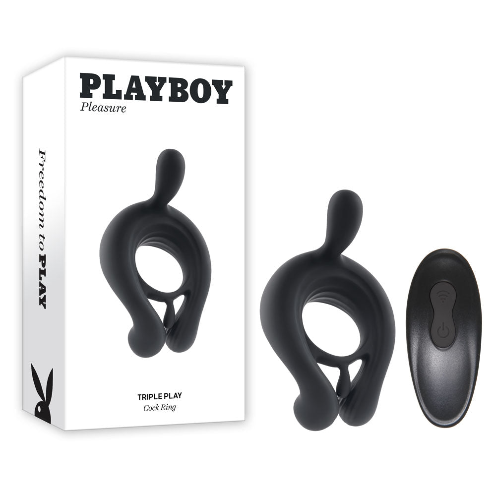 Playboy Pleasure TRIPLE PLAY - USB Rechargeable Cock Ring with Wireless Remote - Pleasure Den