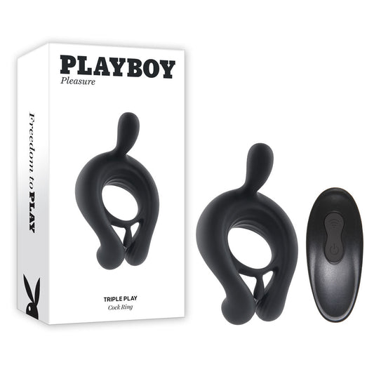 Playboy Pleasure TRIPLE PLAY - USB Rechargeable Cock Ring with Wireless Remote - Pleasure Den