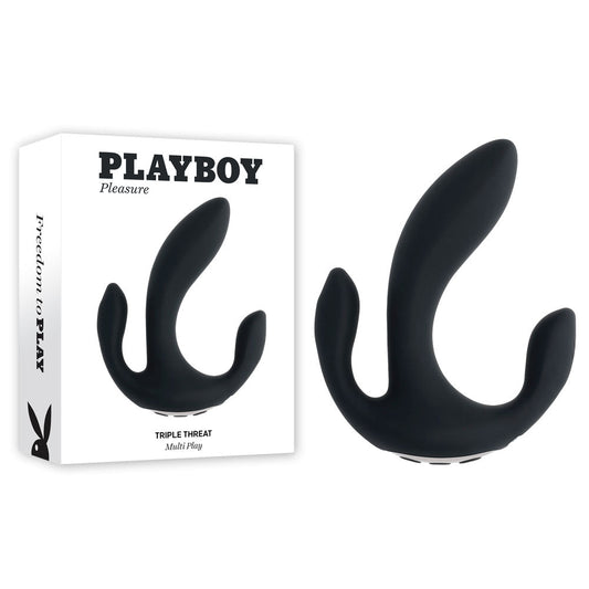 Playboy Pleasure TRIPLE THREAT - USB Rechargeable Triple Probe Vibrator - Pleasure Den
