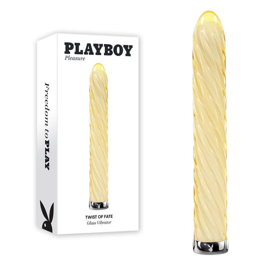 Playboy Pleasure TWIST OF FATE - Glass 17.5 cm USB Rechargeable Vibrator - Pleasure Den
