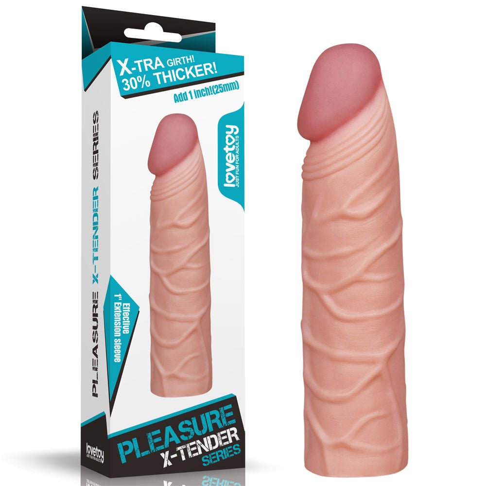 Pleasure X-Tender 1'' Sleeve - 2.5 cm (1'') Penis Extension Sleeve - Pleasure Den
