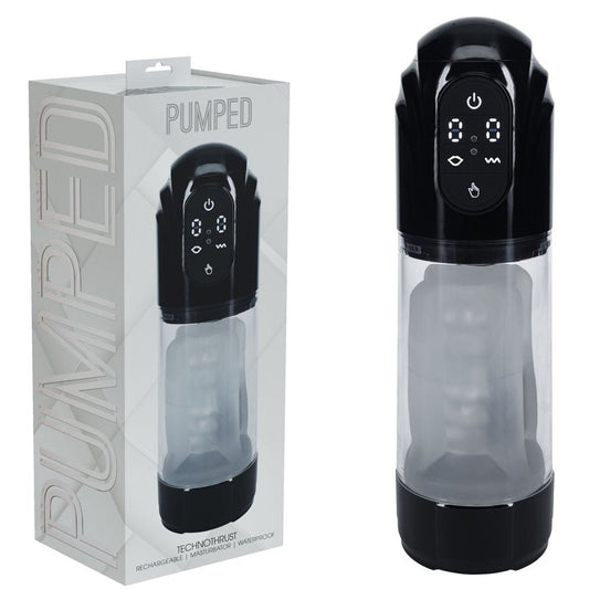 PUMPED TechnoThrust Auto Masturbator - /Clear USB Rechargeable Auto Maturbator - Pleasure Den