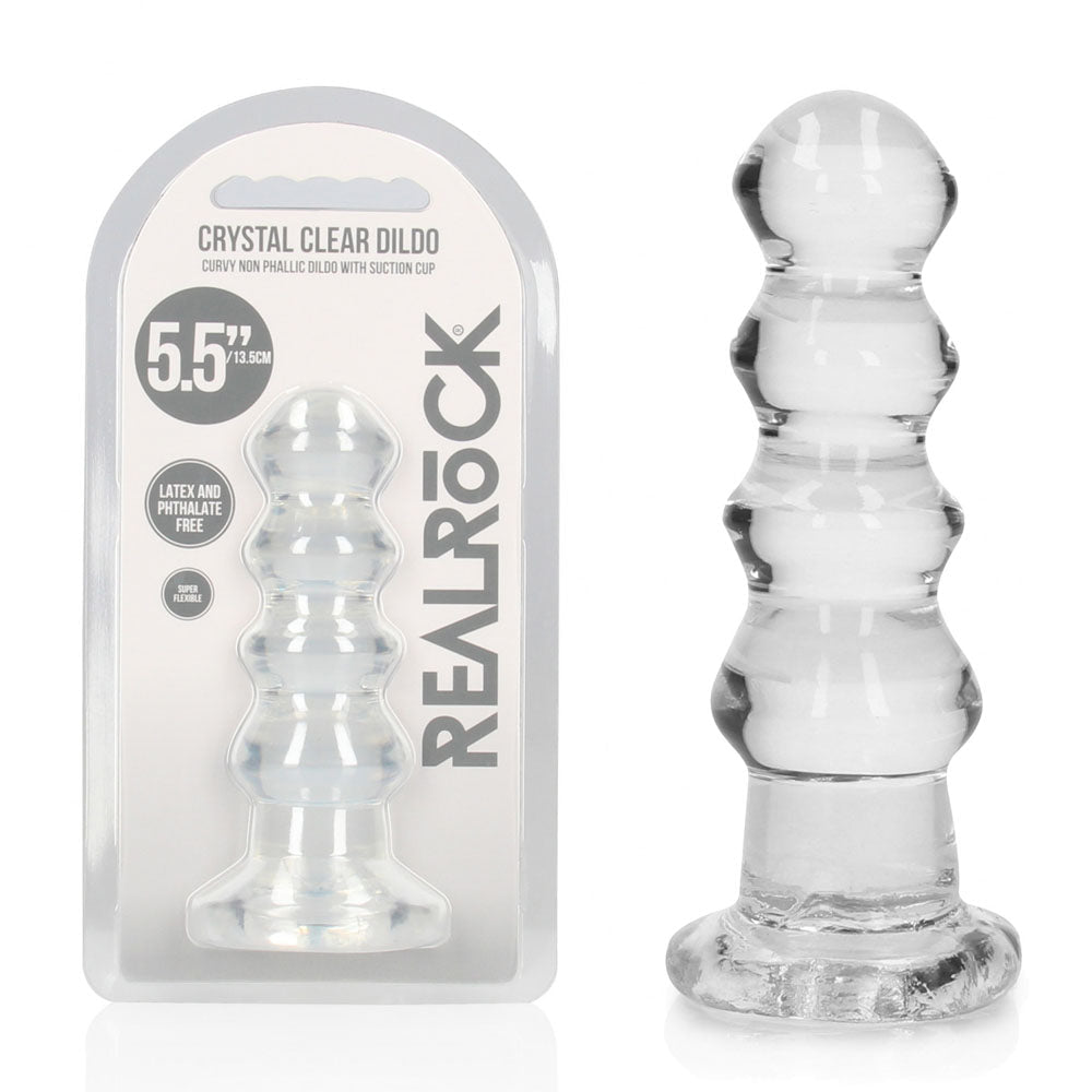REALROCK 14 cm Curvy Anal Plug - Transparent - 14 cm (4.5'') Butt Plug - Pleasure Den