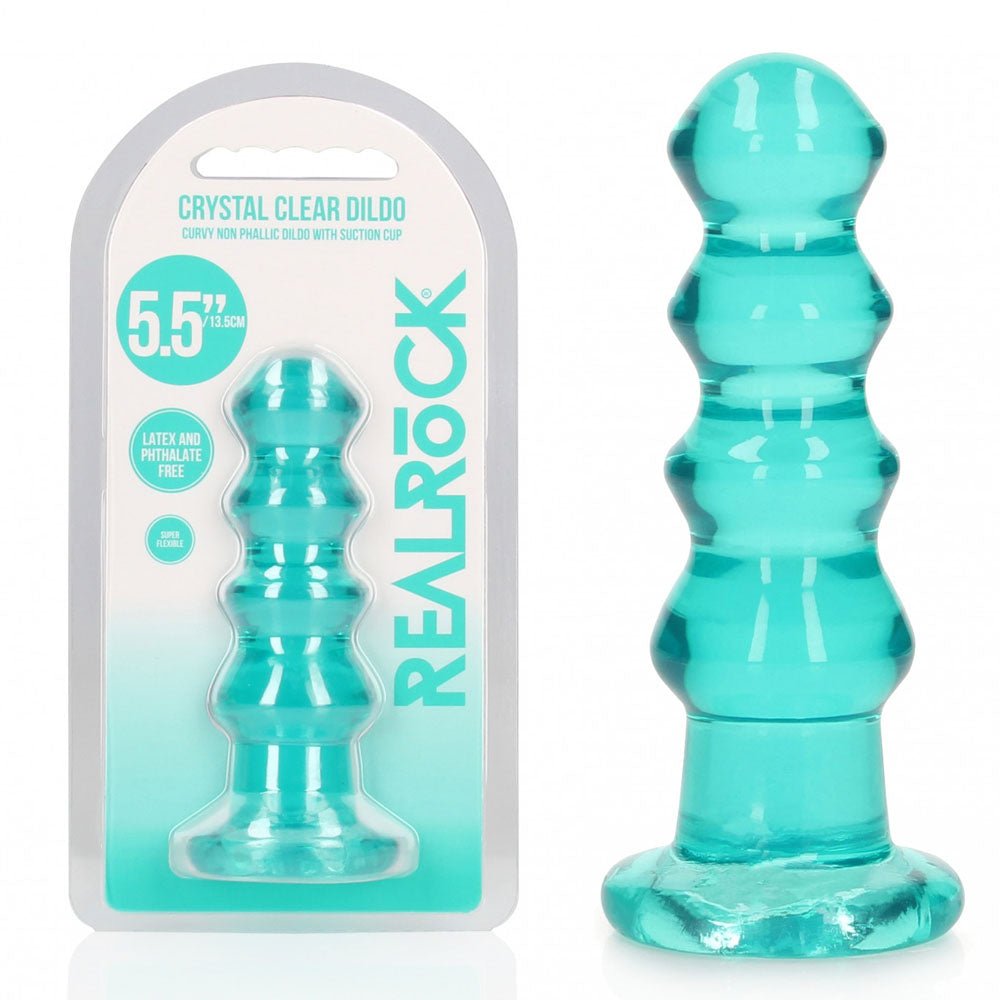 REALROCK 14 cm Curvy Anal Plug - Turquoise - Turquoise 14 cm (4.5'') Butt Plug - Pleasure Den