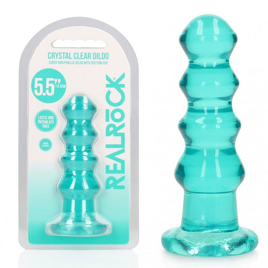 REALROCK 14 cm Curvy Anal Plug - Turquoise - Turquoise 14 cm (4.5'') Butt Plug - Pleasure Den