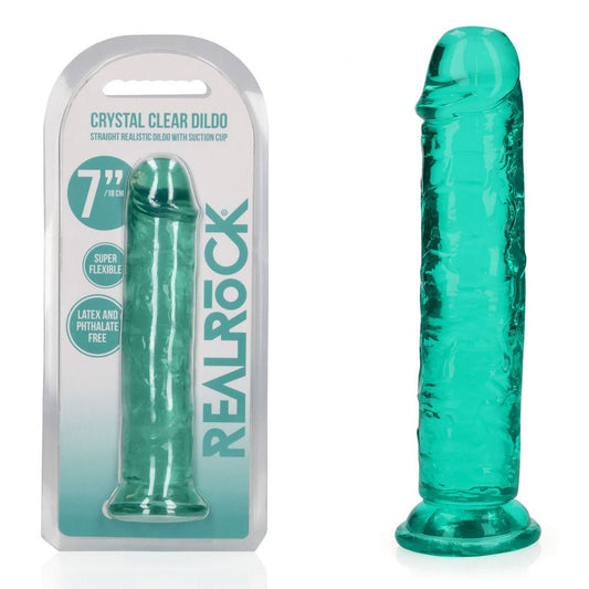 REALROCK 18 cm Straight Dildo - Turquoise - Turquoise 18 cm (7'') Dong - Pleasure Den