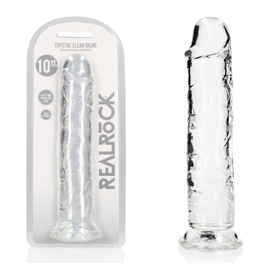 REALROCK 28 cm Straight Dildo - Transparent - 28 cm (10'') Dong - Pleasure Den