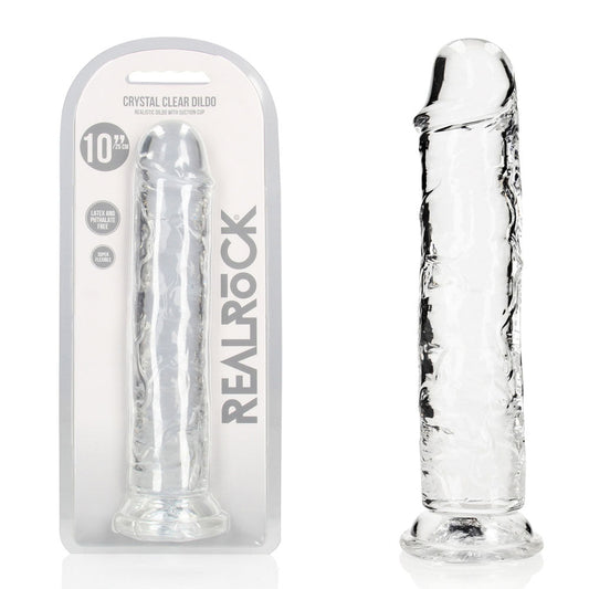 REALROCK 28 cm Straight Dildo - Transparent - 28 cm (10'') Dong - Pleasure Den