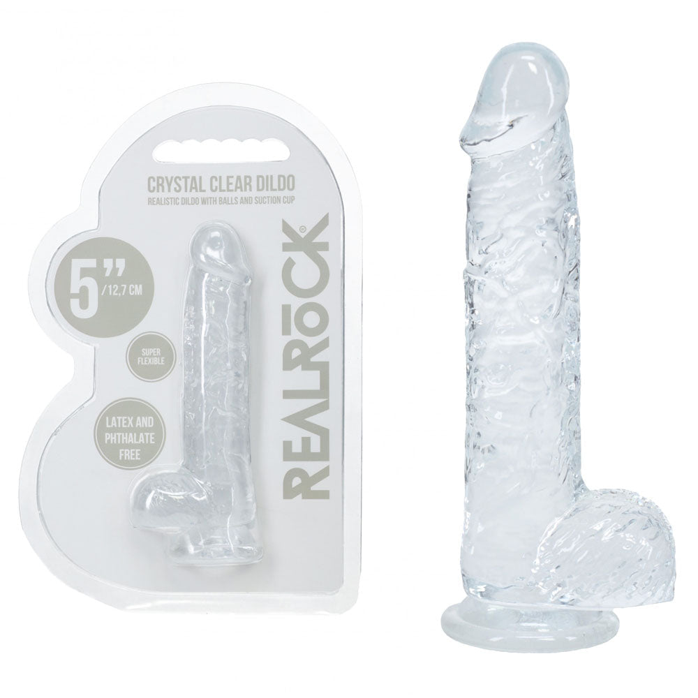 REALROCK 5'' Crystal Dildo with Balls - 14.7 cm Dong - Pleasure Den