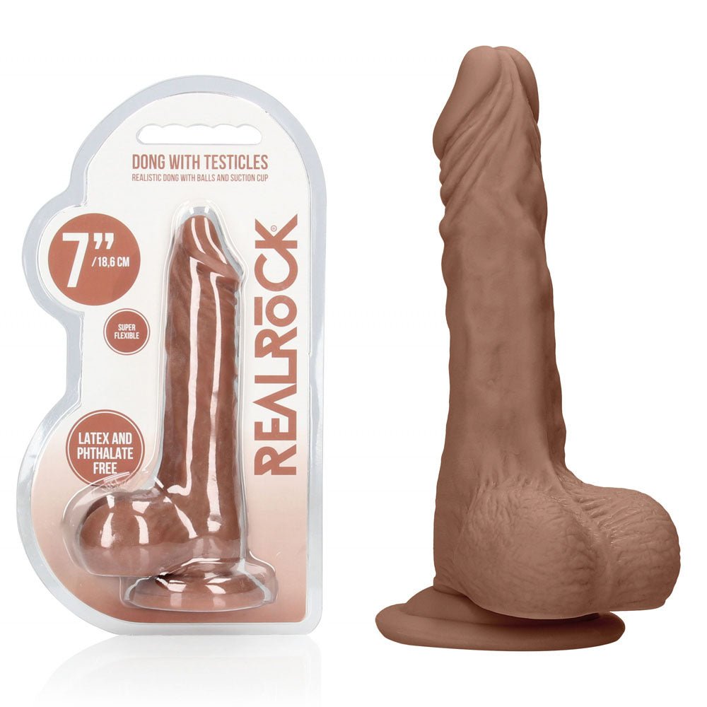 REALROCK 7'' Realistic Dildo With Balls - Tan - Tan 17.8 cm Dong - Pleasure Den