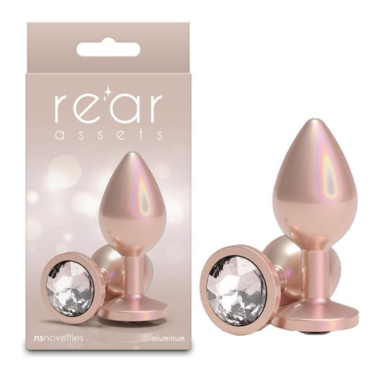 Rear Assets Iridescent - Medium - Champagne - Iridescent Champagne 8.2 cm Medium Butt Plug - Pleasure Den