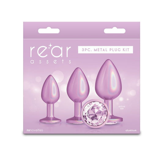 Rear Assets Trainer Kit - Iridescent - Iridescent Metallic Butt Plugs - Set of 3 Sizes - Pleasure Den