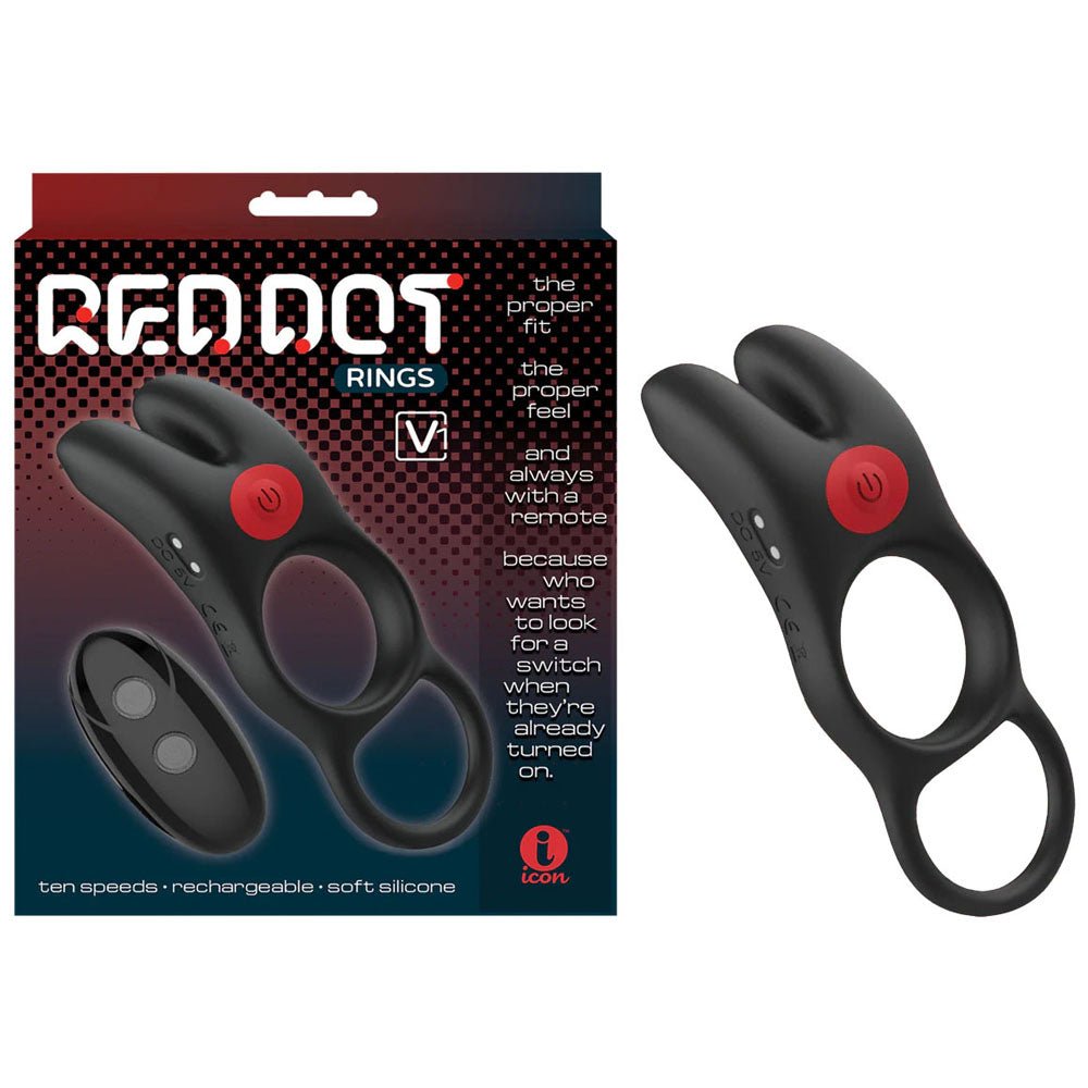 Red Dot Rings - V1 - USB Rechargeable Vibrating Cock Ring with Remote - Pleasure Den