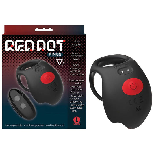 Red Dot Rings - V3 - USB Rechargeable Vibrating Cock & Ball Ring with Remote - Pleasure Den