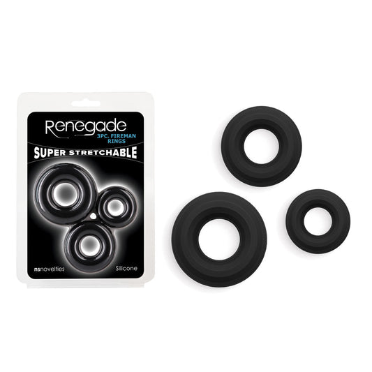 Renegade 3pc Fireman Rings - Cock Rings - Set of 3 Sizes - Pleasure Den