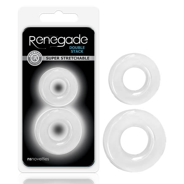 Renegade - Double Stack - Clear Cock Rings - Set of 2 - Pleasure Den