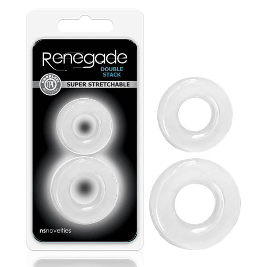 Renegade - Double Stack - Clear Cock Rings - Set of 2 - Pleasure Den