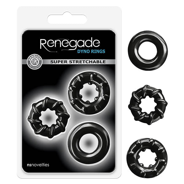 Renegade - Dyno Rings - Black Cock Rings - Set of 3 - Pleasure Den
